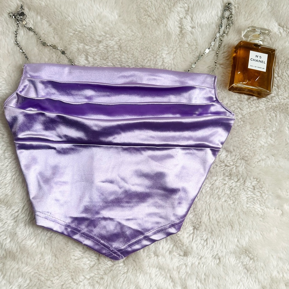 Lilac Chain Strap Satin party top - Picture 13 of 15